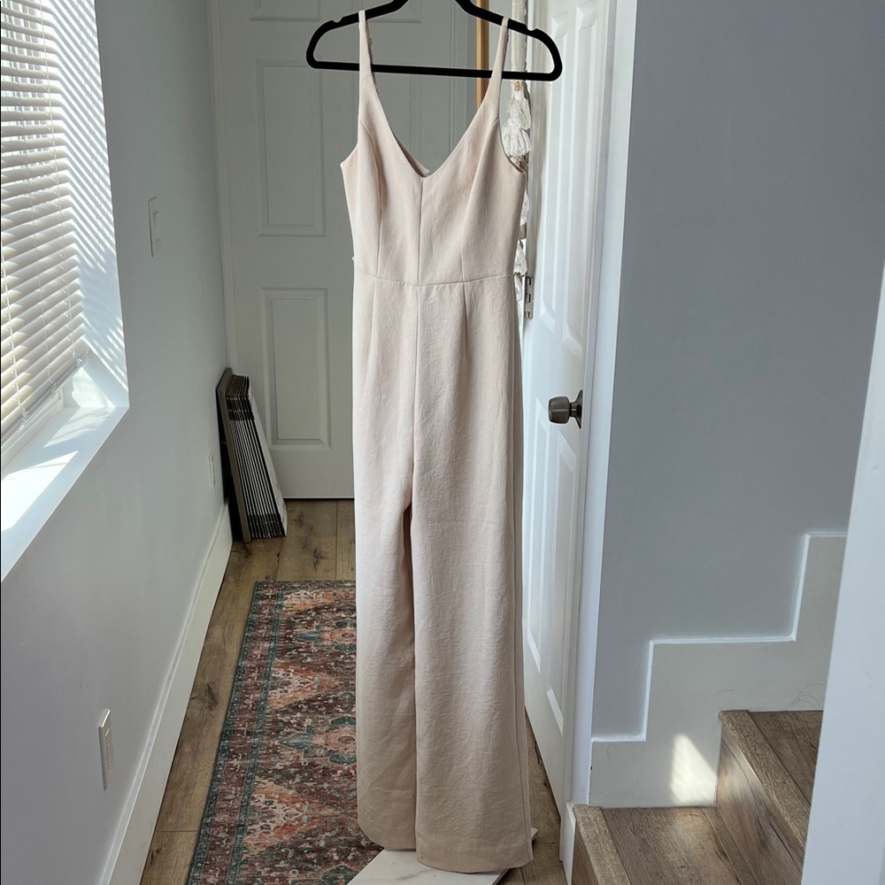 Kookai Australia Beige Neutral Sleeveless V Neck Wide Leg Jumpsuit Size S/M